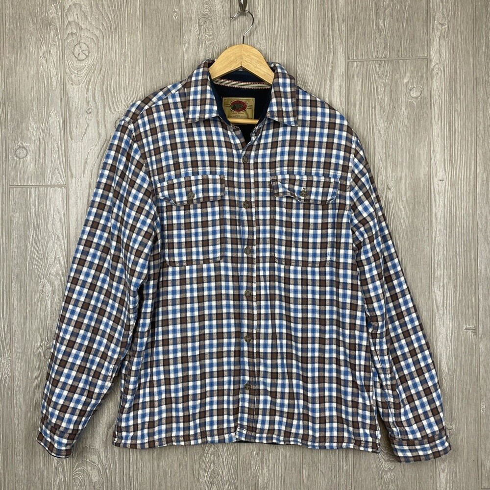 BOSTON TRADERS Fleece Lined Plaid Flannel Long Sleeve Top‎ Shirt Mens Sz Large